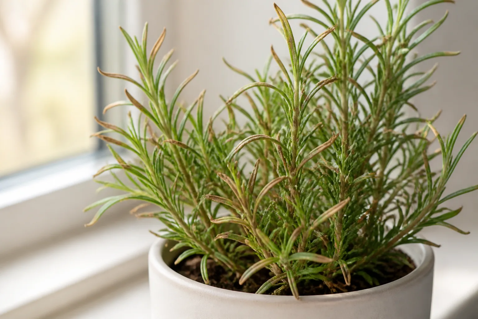 Low Humidity on Rosemary - visible symptom on the plant