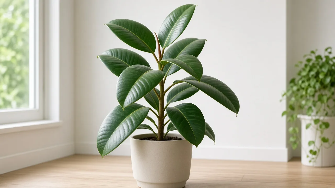 Curling leaves on Rubber Plant - visible symptom on the plant
