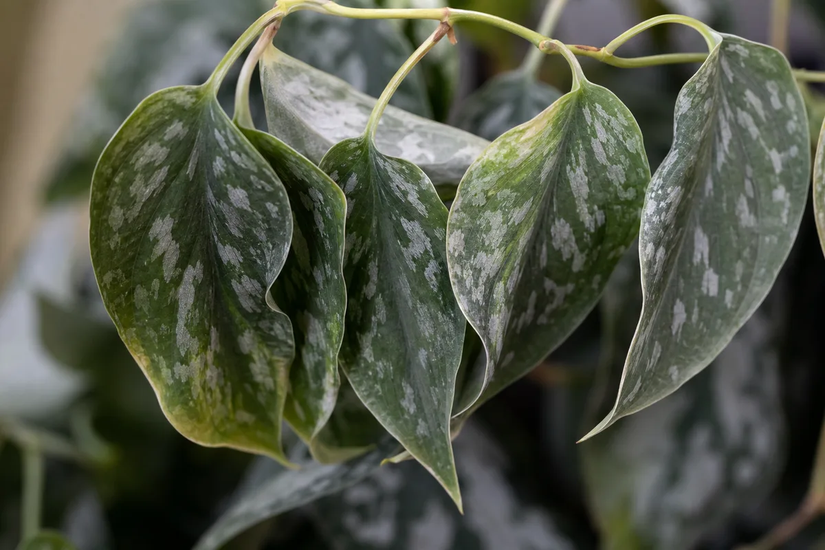 Close-up of Wilting on Satin Philodendron - diagnostic detail