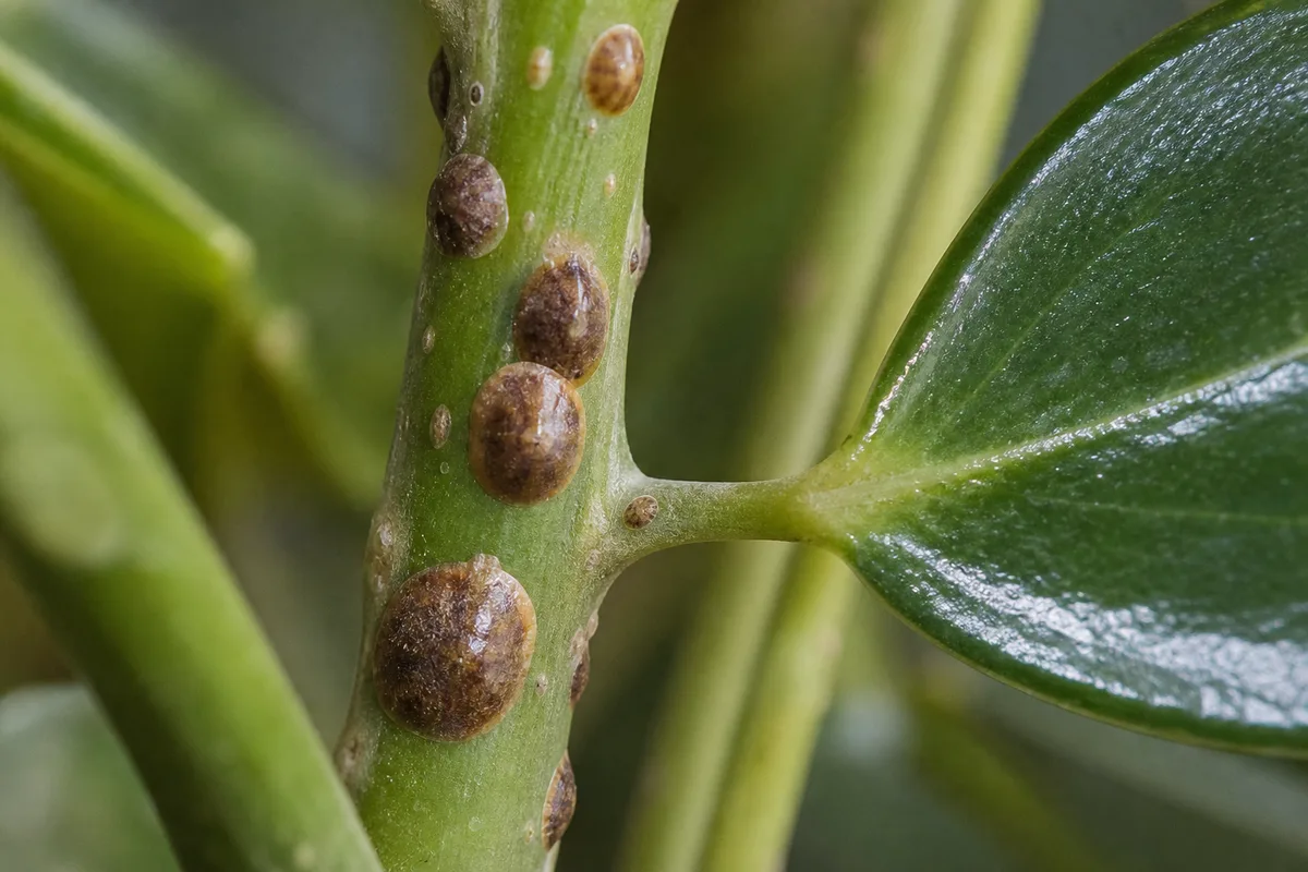 Close-up of Scale Insects on Schefflera - diagnostic detail