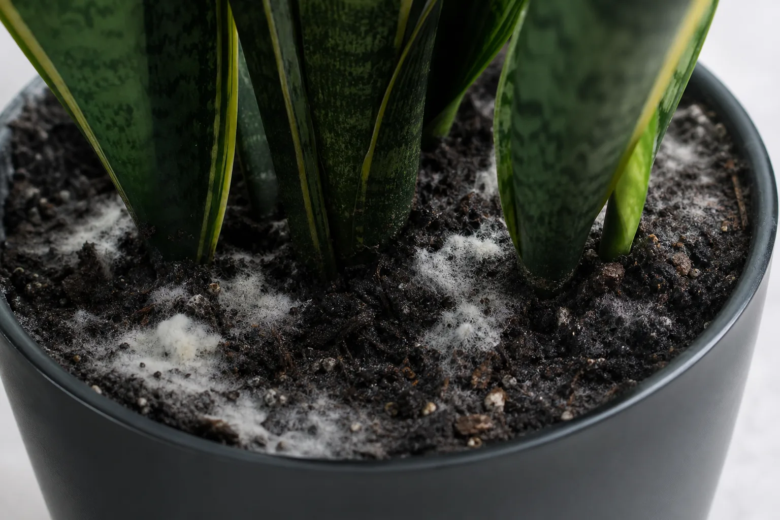 Mold on Soil on Snake Plant - visible symptom on the plant