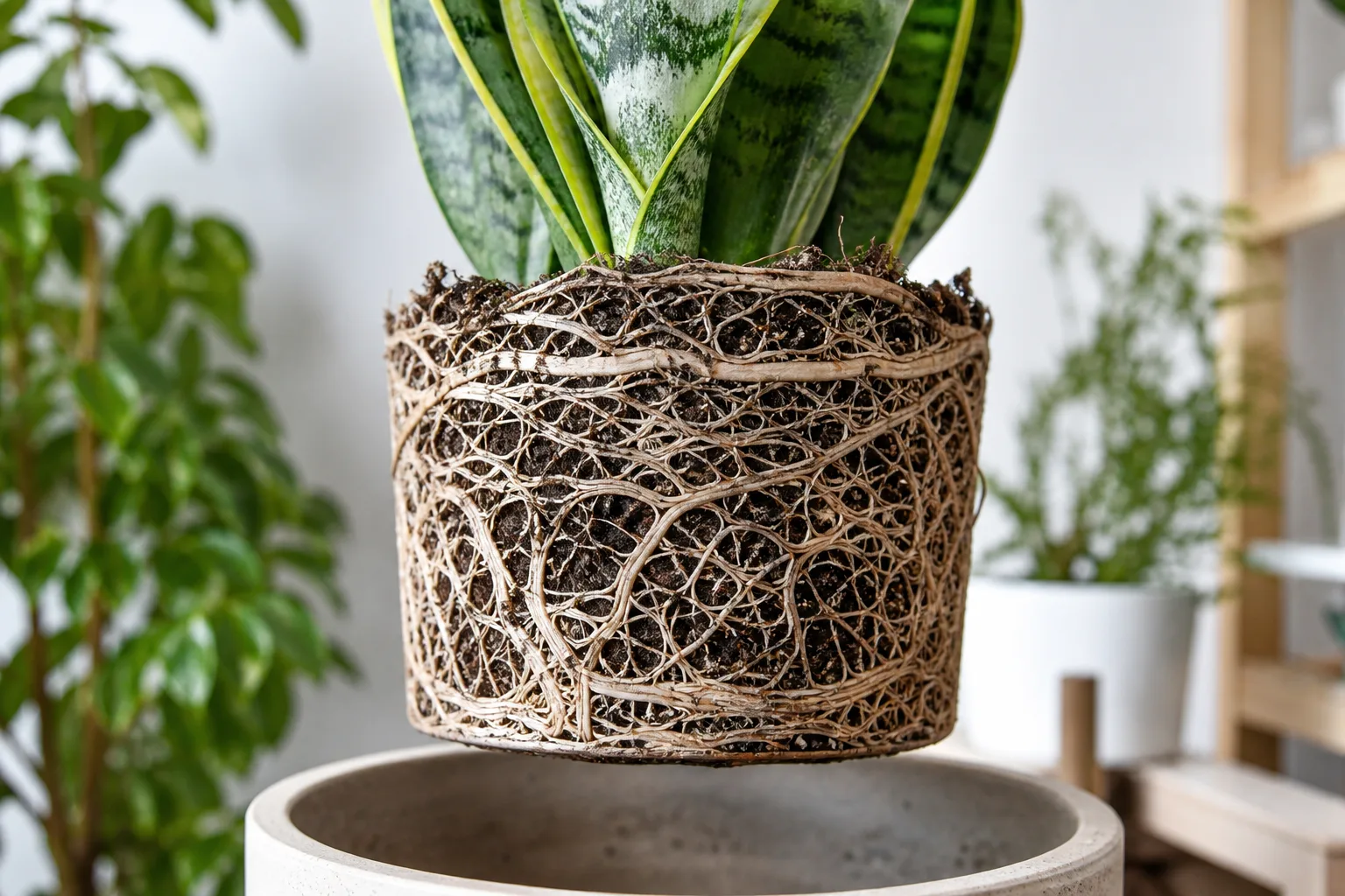 Root Bound on Snake Plant - visible symptom on the plant