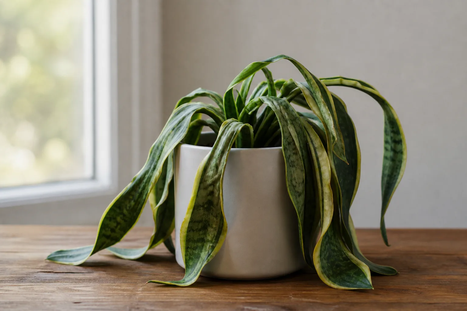 Wilting on Snake Plant - visible symptom on the plant