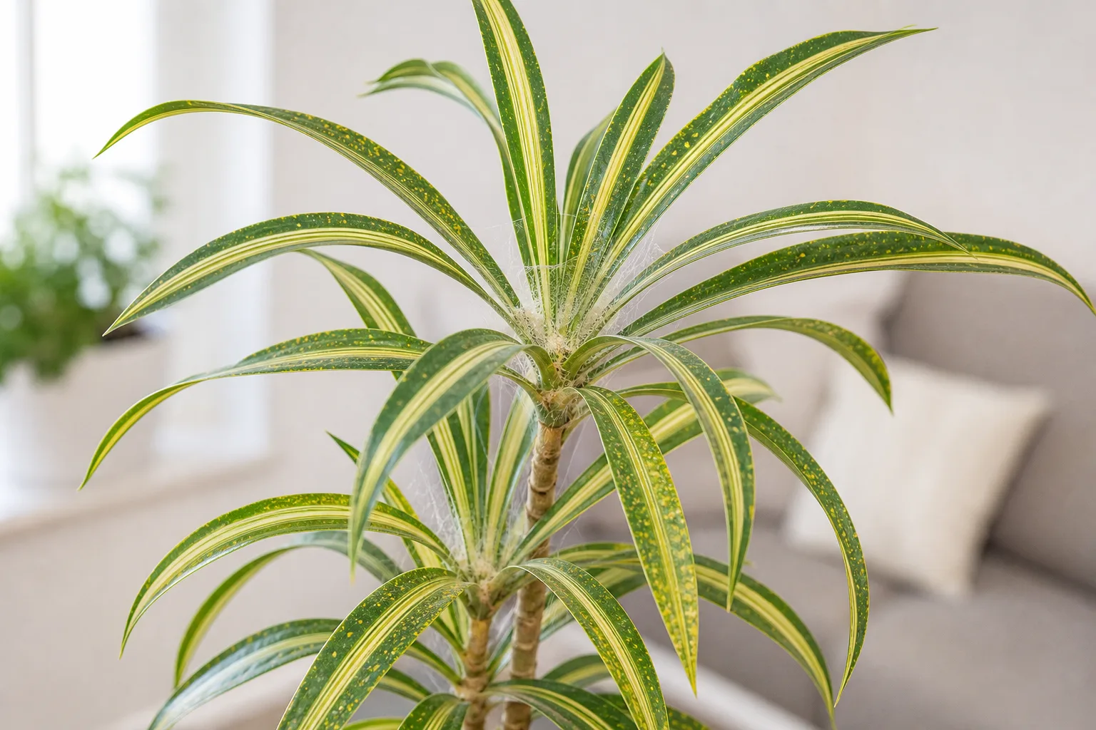 Spider Mites on Song of India - visible symptom on the plant