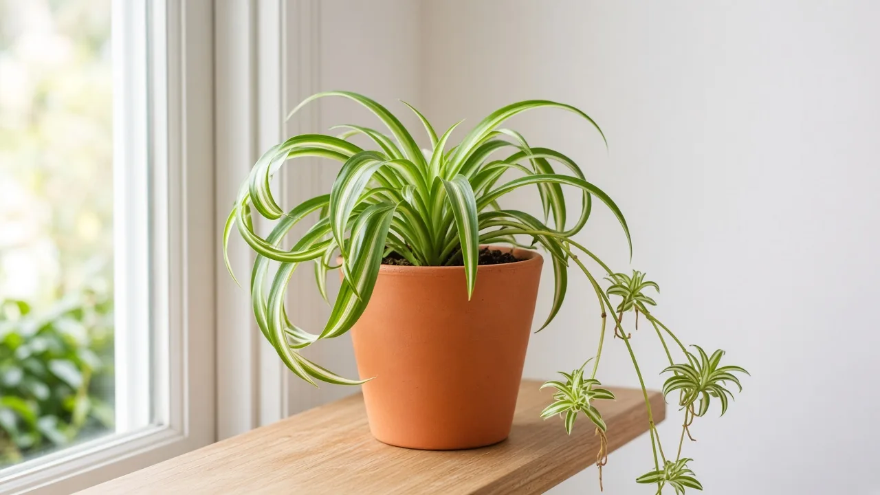Curling leaves on Spider Plant - visible symptom on the plant