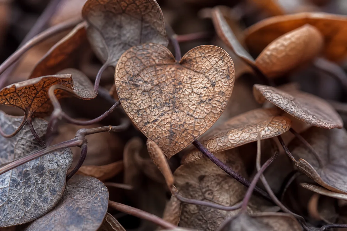 Close-up of Crispy Leaves on String of Hearts - diagnostic detail