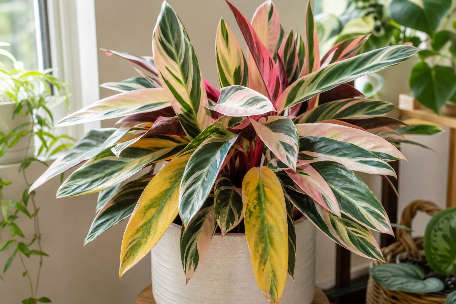 Yellow Leaves on Stromanthe Triostar - visible symptom on the plant