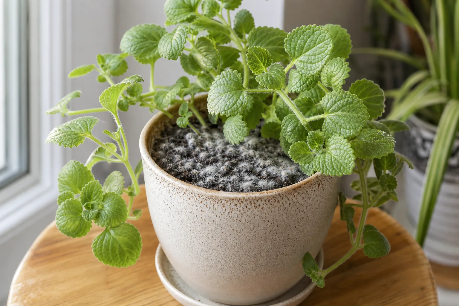 Mold on Soil on Swedish Ivy - visible symptom on the plant