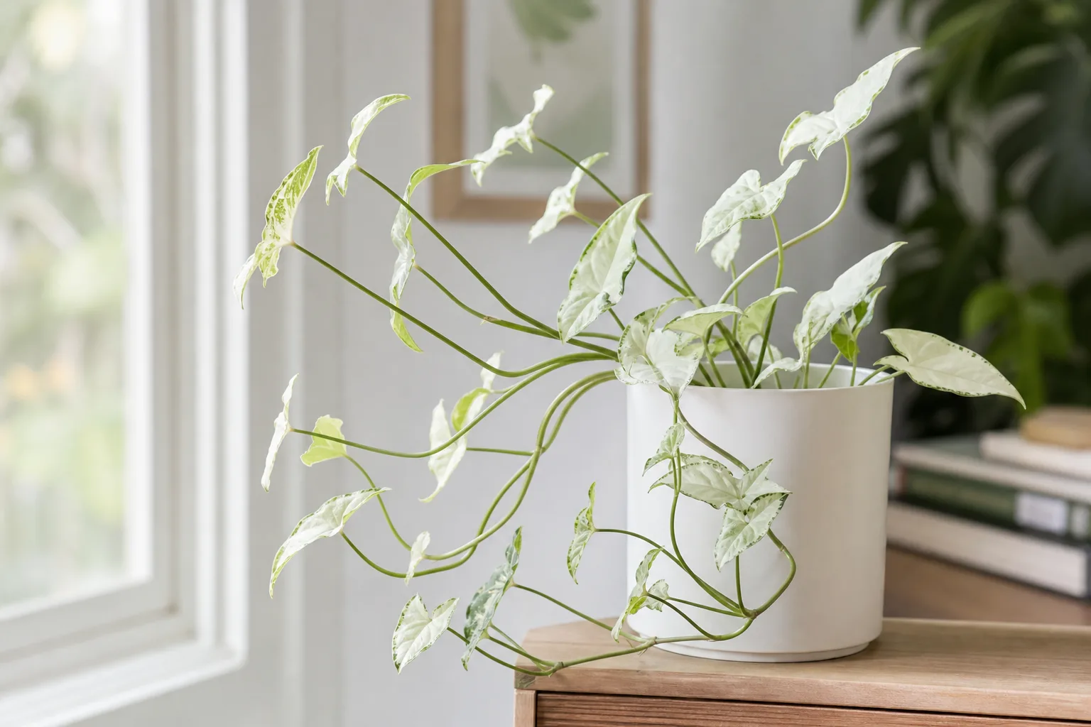 Leggy Growth on Syngonium White Butterfly - visible symptom on the plant