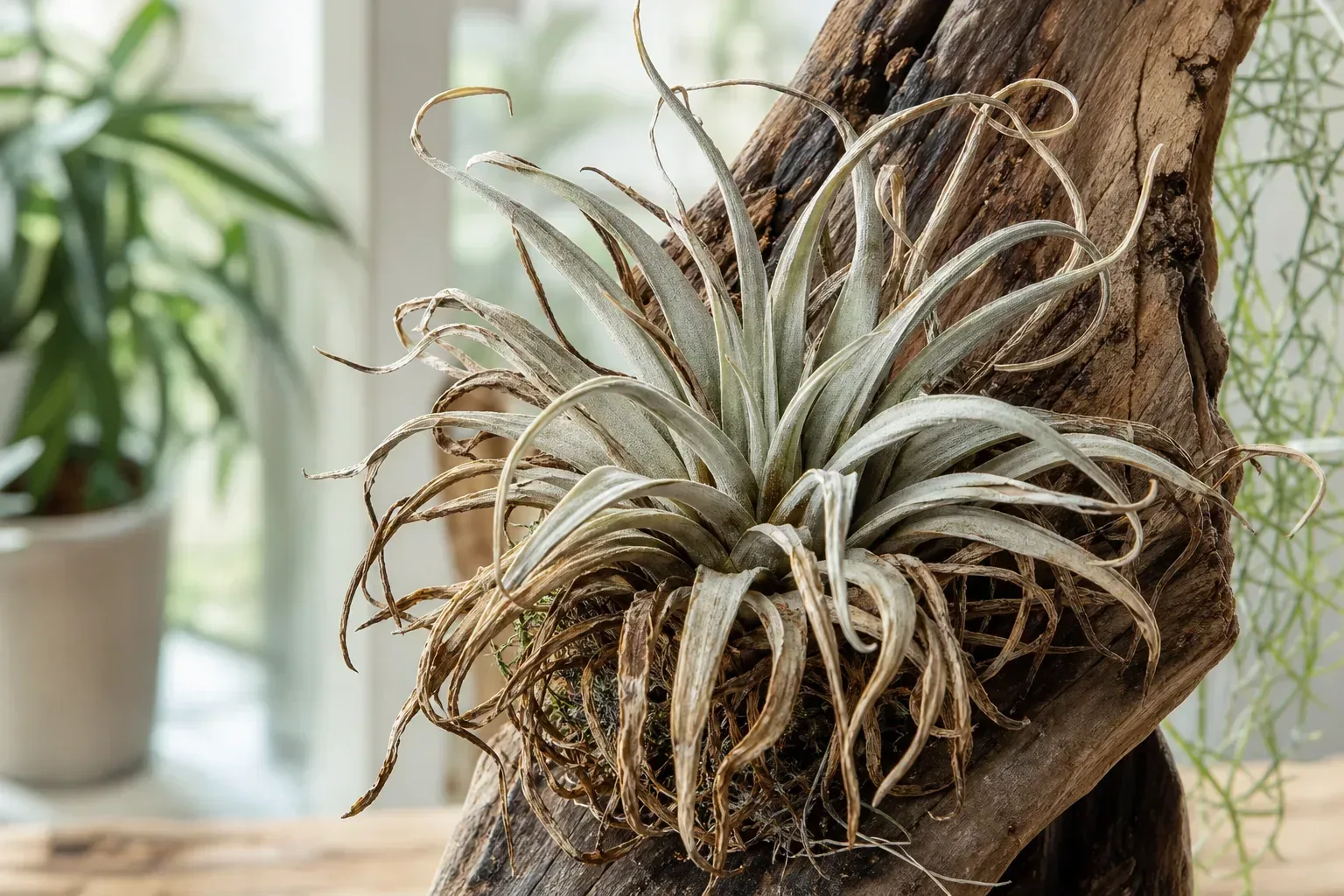 Crispy Leaves on Tillandsia - visible symptom on the plant