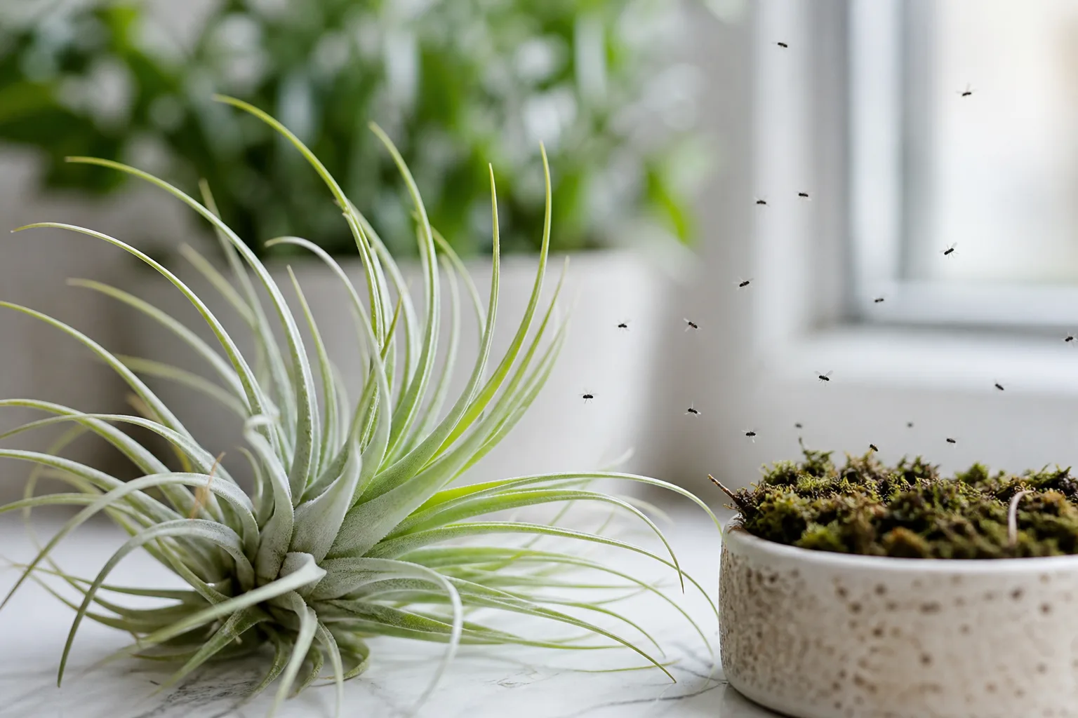 Fungus Gnats on Tillandsia - visible symptom on the plant