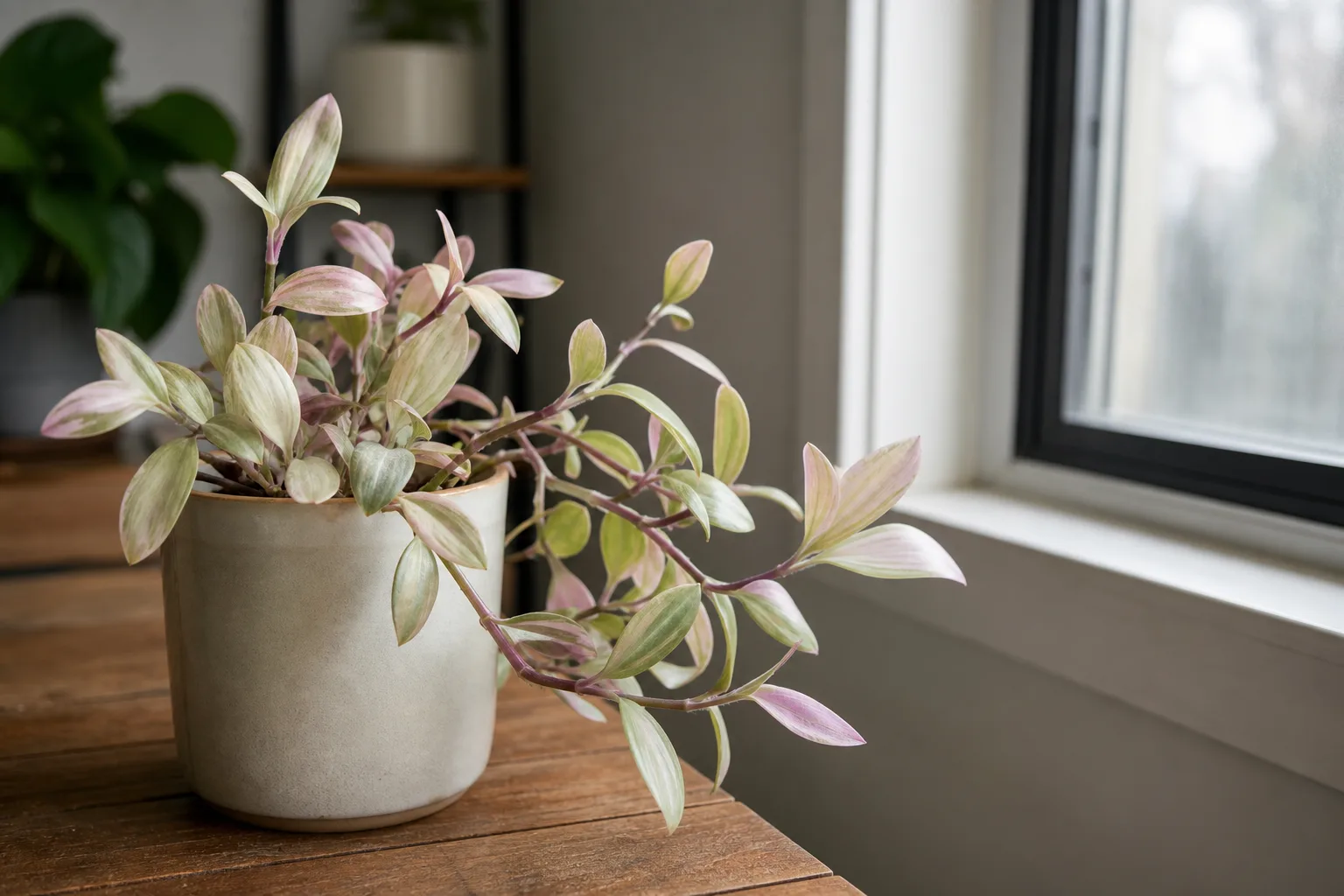 Not Enough Light on Tradescantia Nanouk - visible symptom on the plant