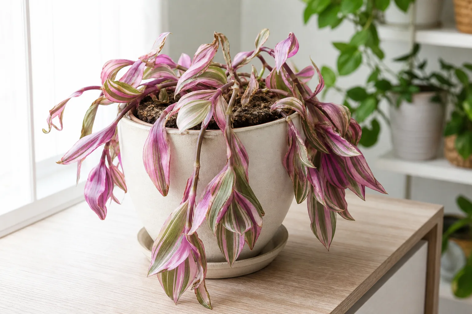 Underwatering on Tradescantia Nanouk - visible symptom on the plant
