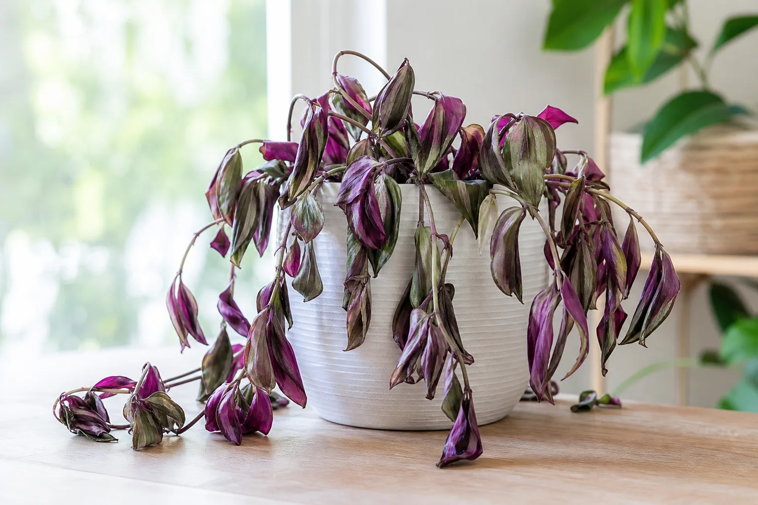 Drooping Leaves on Tradescantia Zebrina - visible symptom on the plant