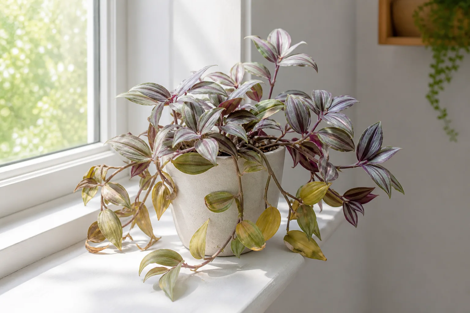 Yellow Leaves on Tradescantia Zebrina - visible symptom on the plant