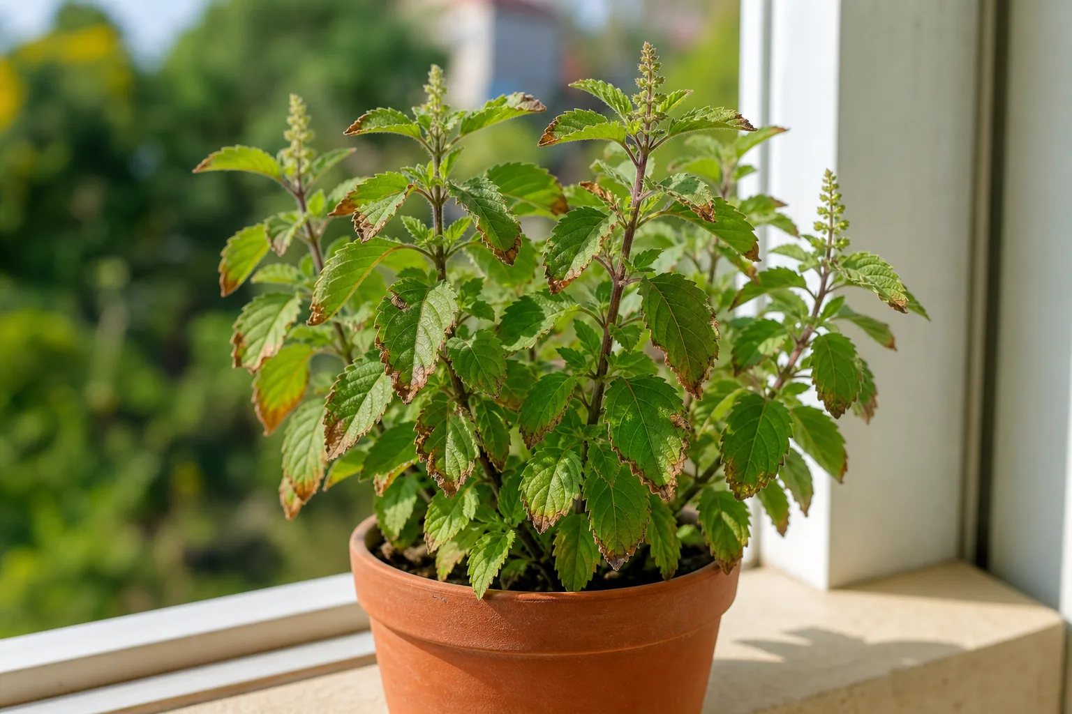 Brown Tips on Tulsi - visible symptom on the plant