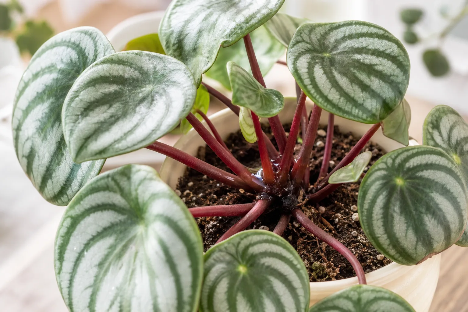 Crown Rot on Watermelon Peperomia - visible symptom on the plant