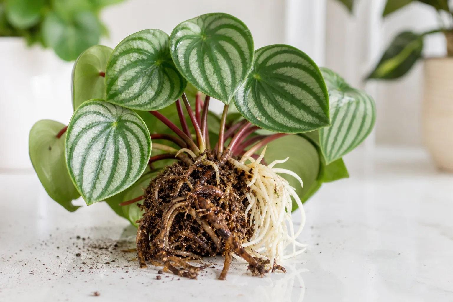 Damaged Roots on Watermelon Peperomia - visible symptom on the plant