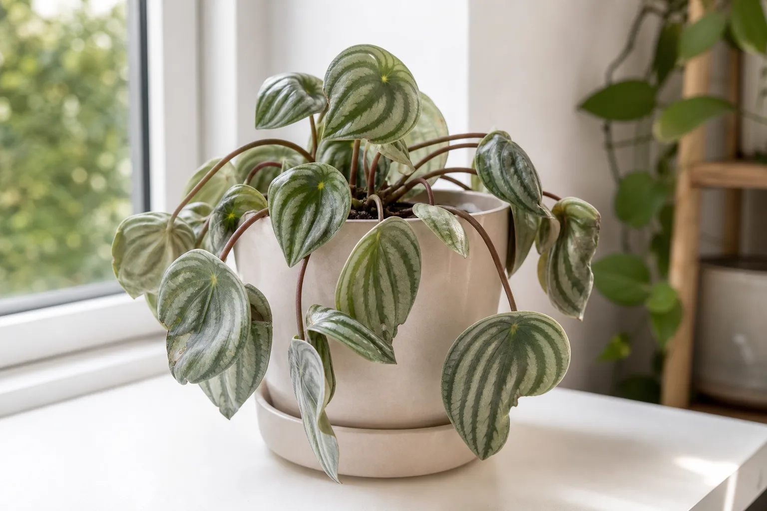 Drooping Leaves on Watermelon Peperomia - visible symptom on the plant