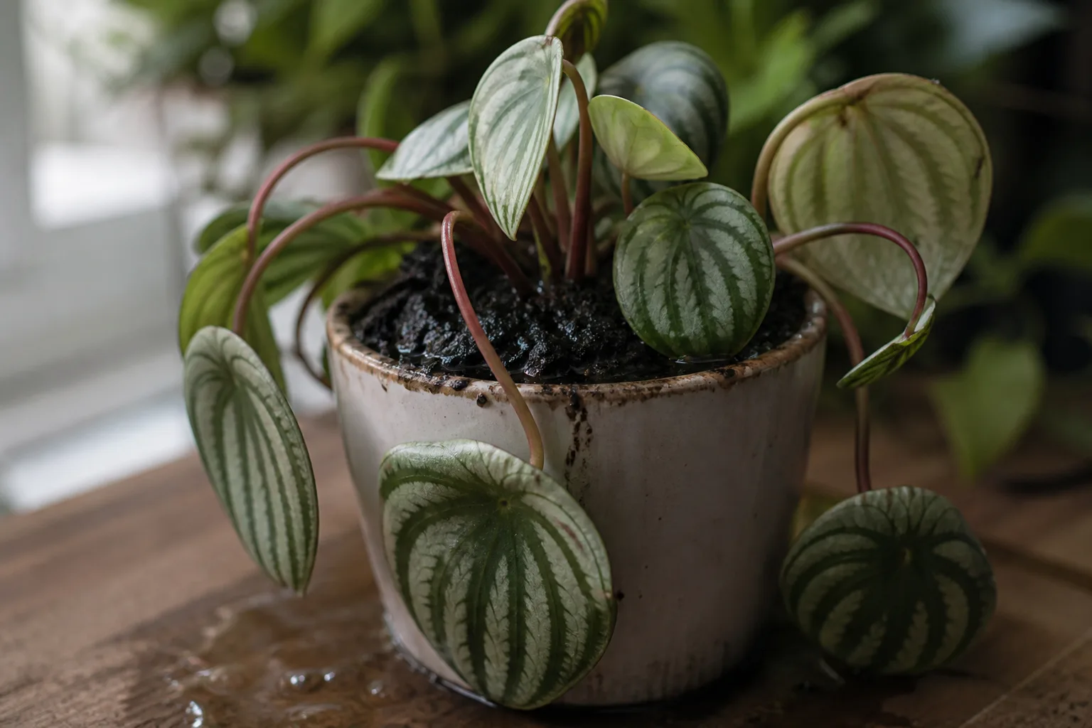 Poor Drainage on Watermelon Peperomia - visible symptom on the plant