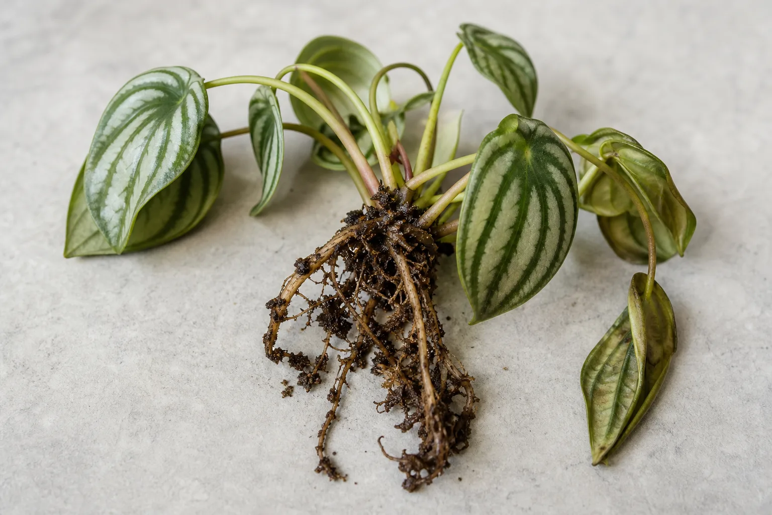 Root Rot on Watermelon Peperomia - visible symptom on the plant
