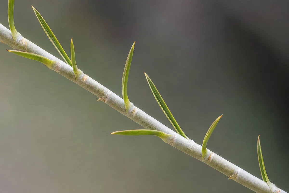 Close-up of Leggy Growth on Yucca Plant - diagnostic detail