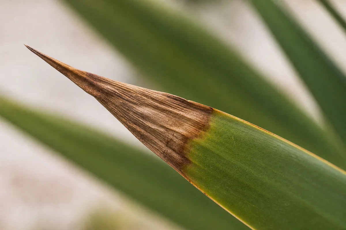 Close-up of Low Humidity on Yucca Plant - diagnostic detail