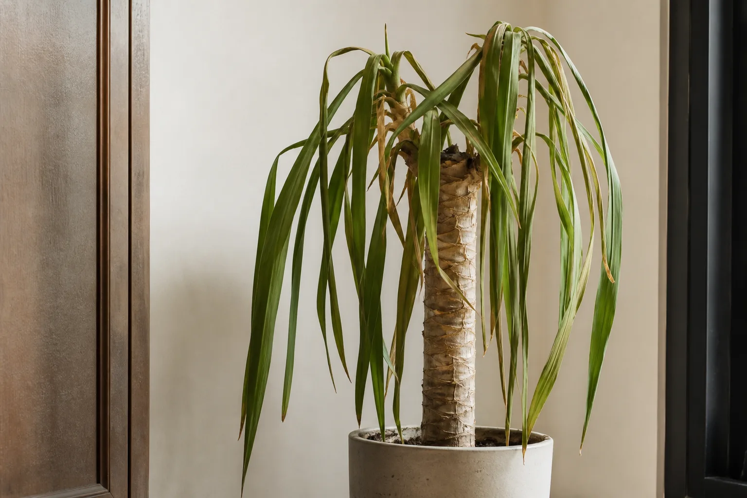 Wilting on Yucca Plant - visible symptom on the plant