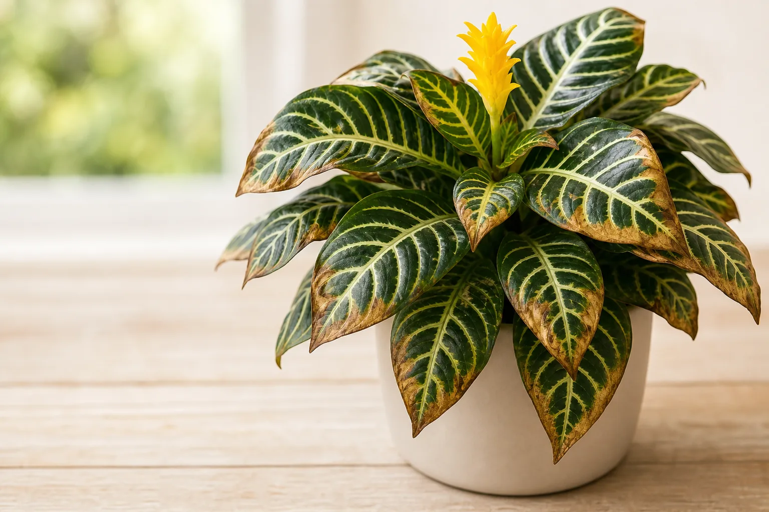 Fertilizer Burn on Zebra Plant - visible symptom on the plant