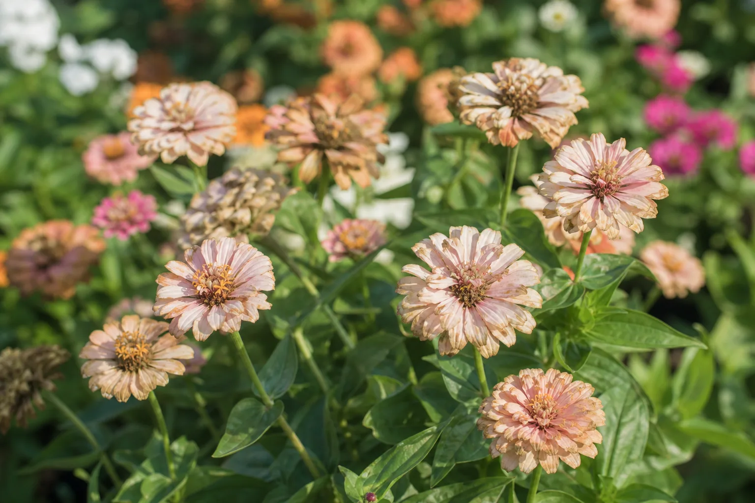 Faded Flowers on Zinnia - visible symptom on the plant