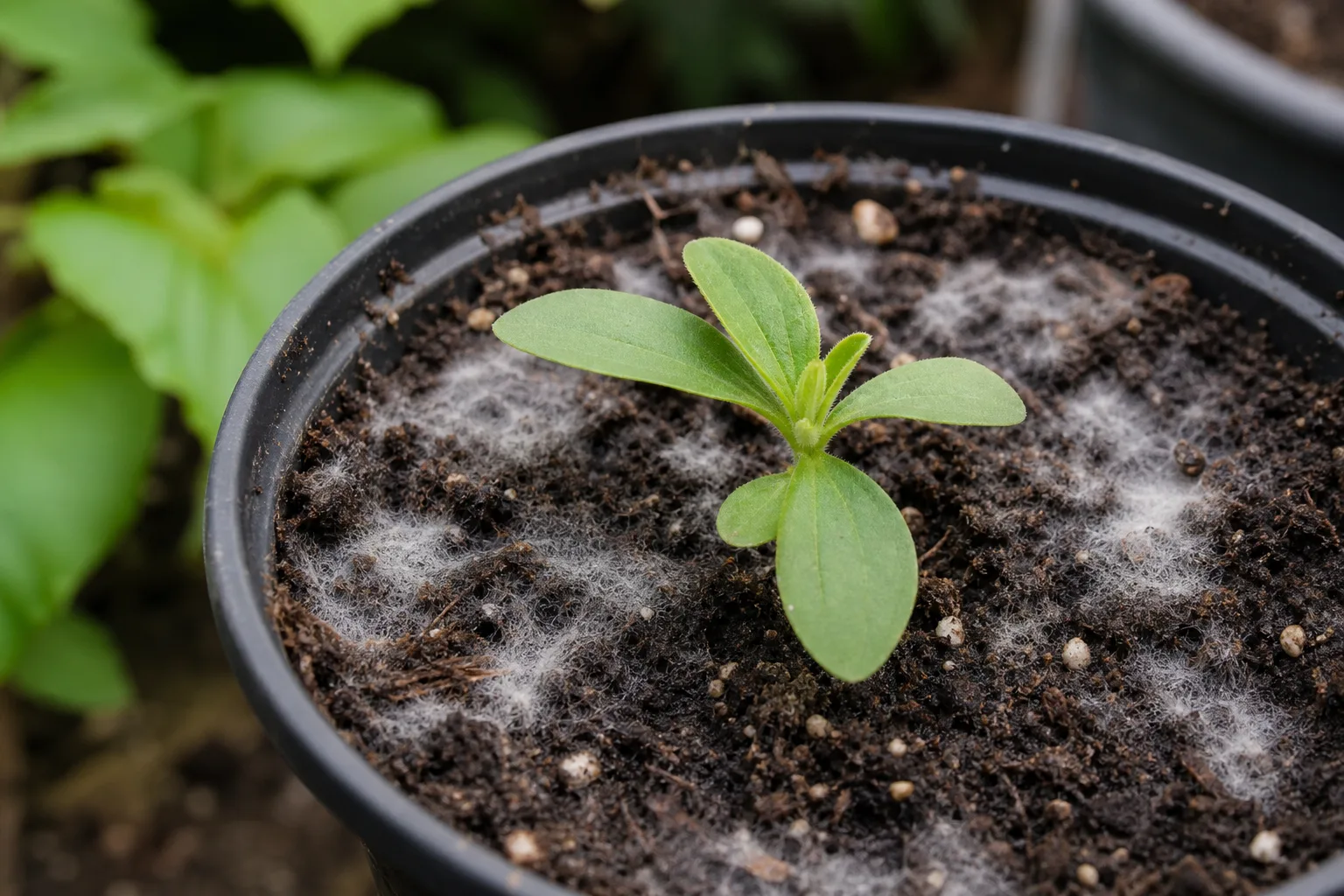 Mold on Soil on Zinnia - visible symptom on the plant
