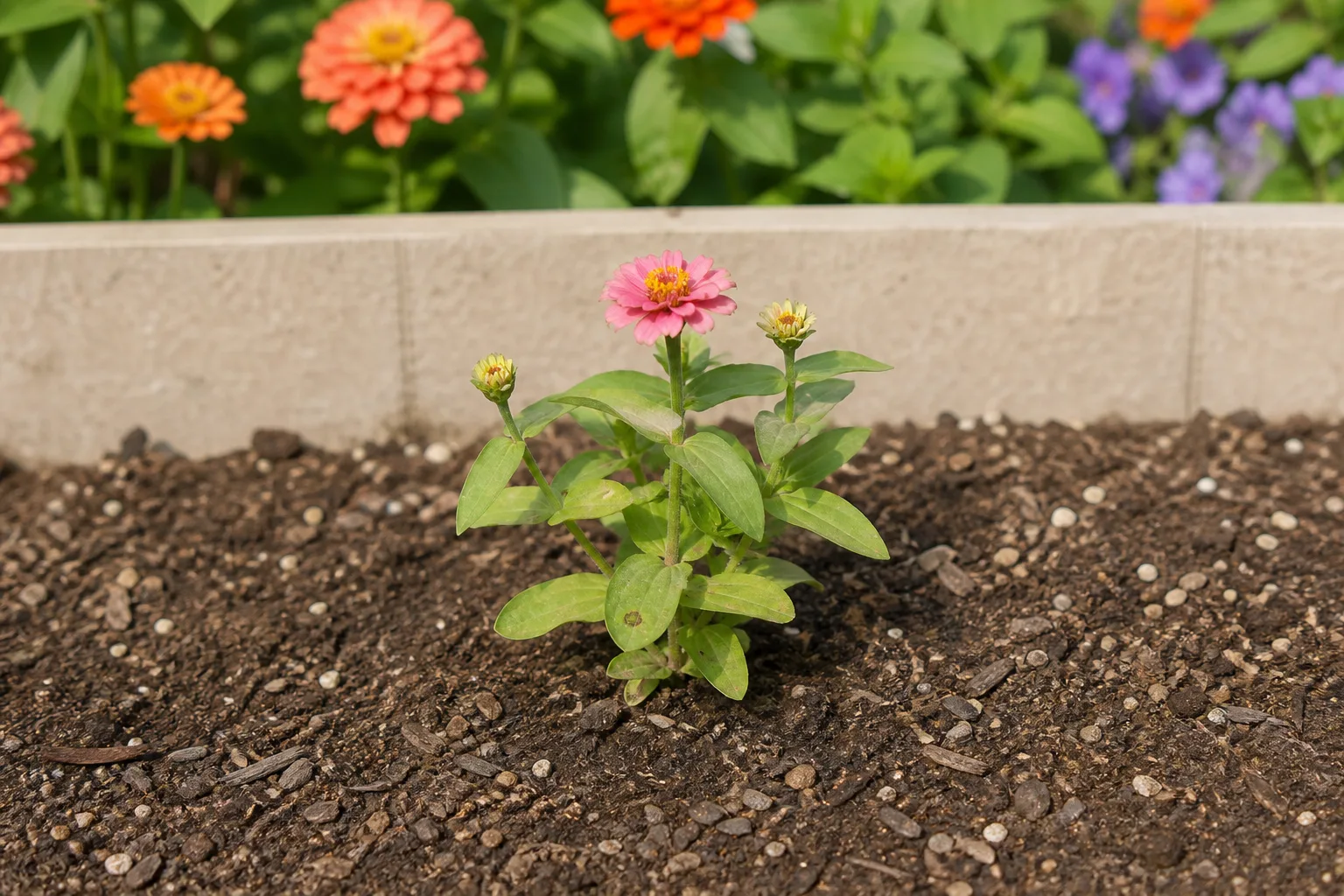 Slow Growth on Zinnia - visible symptom on the plant