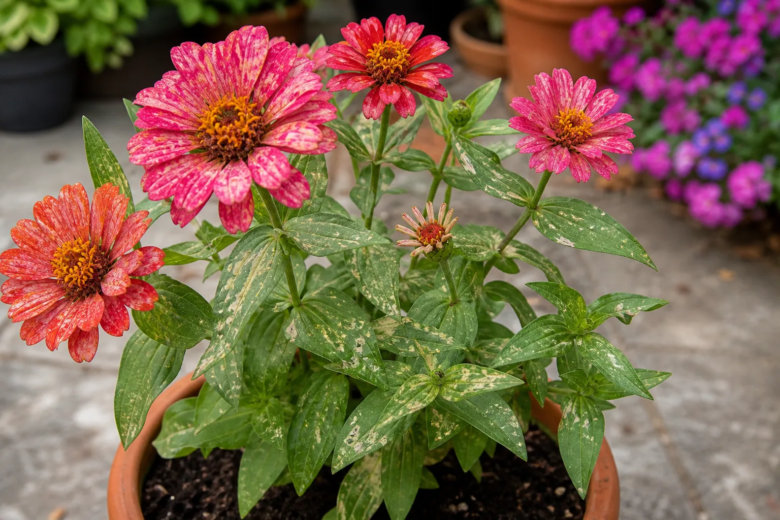Thrips on Zinnia - visible symptom on the plant