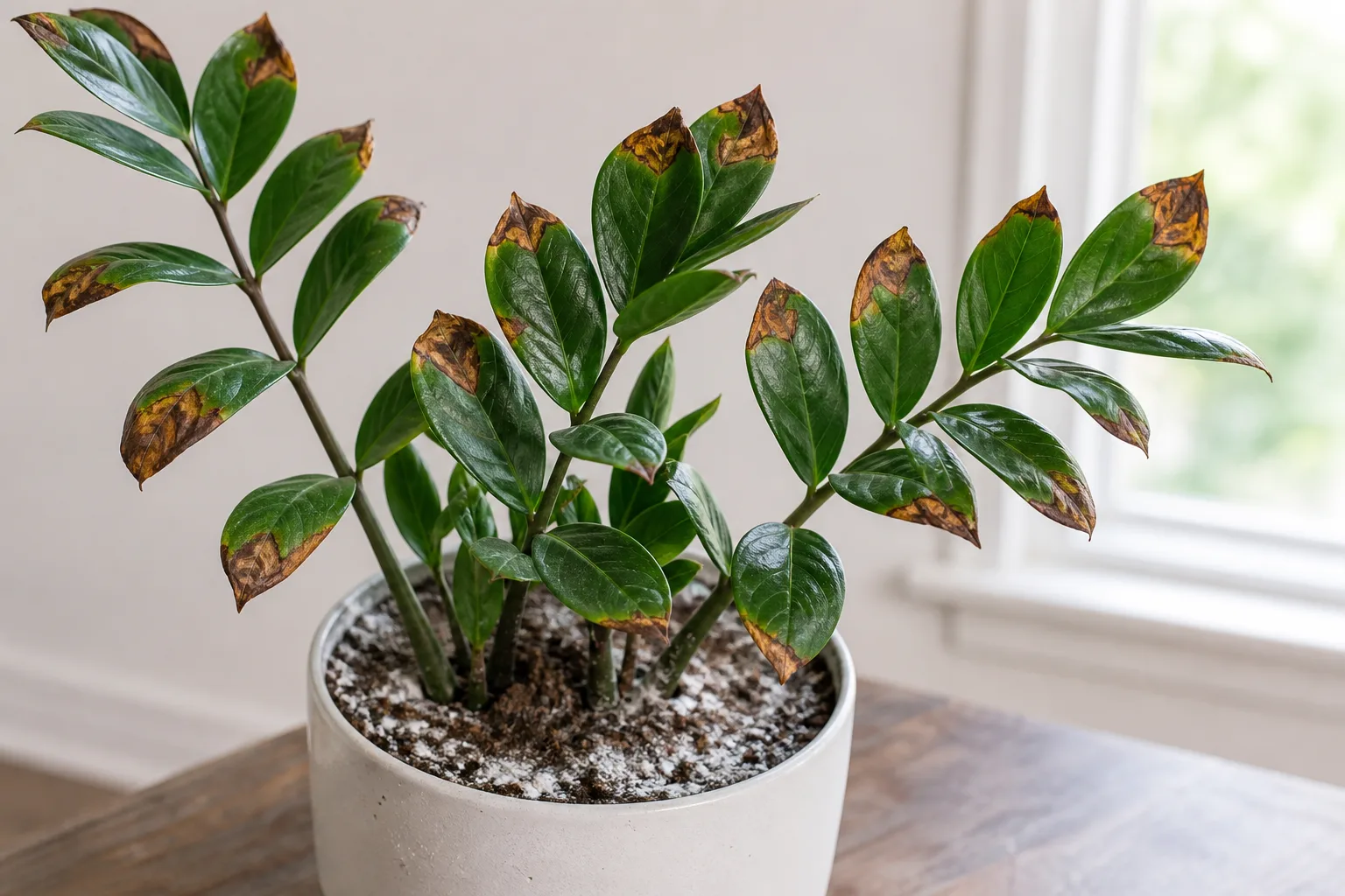 Overfertilization on ZZ Plant - visible symptom on the plant