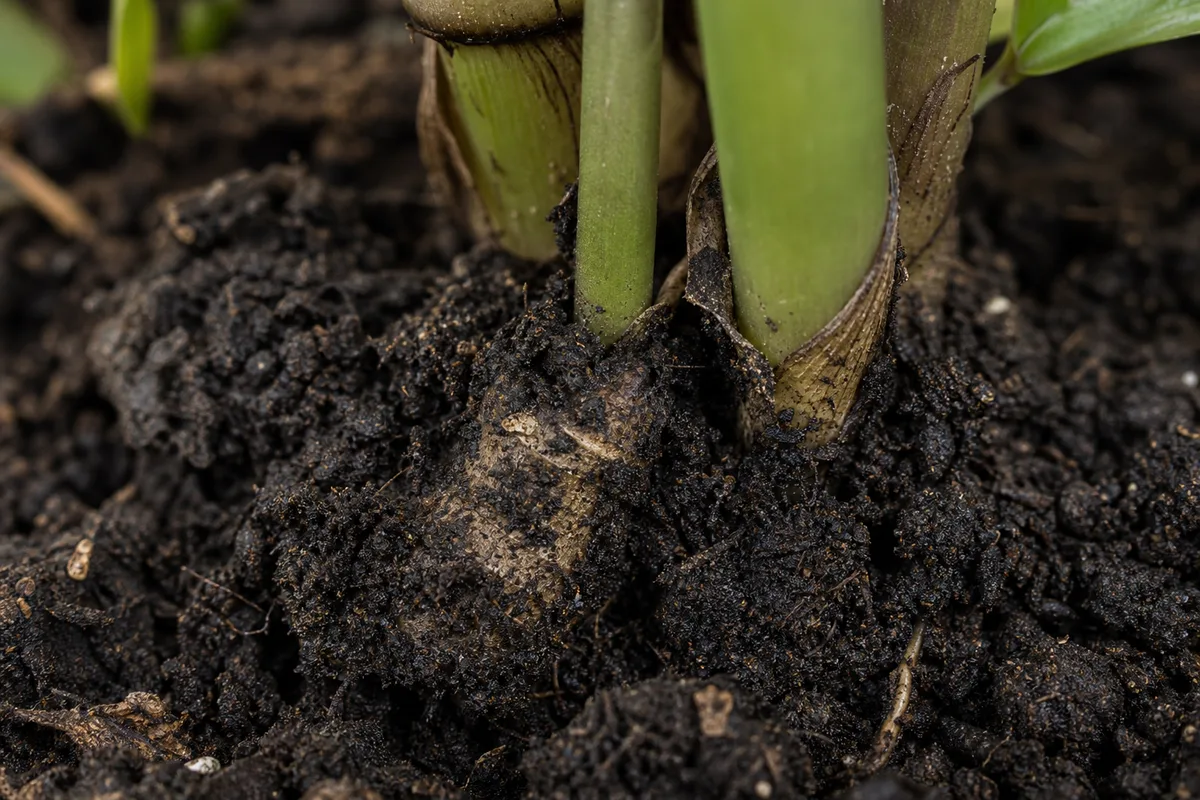 Close-up of Wrong Soil Mix on ZZ Plant - diagnostic detail