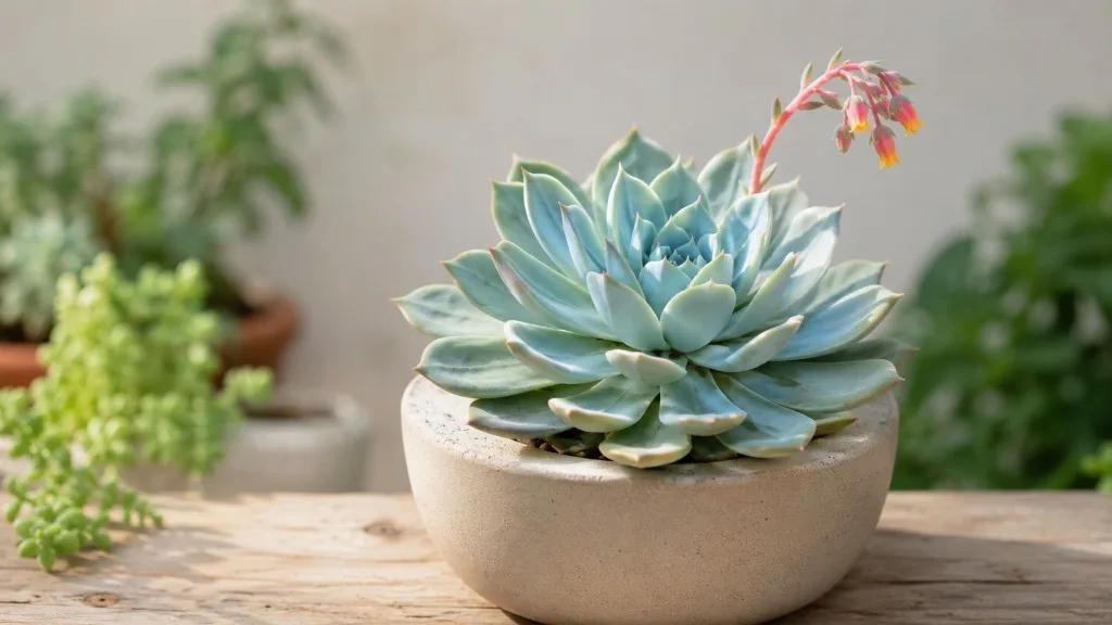 Compact indoor succulents on a bright windowsill with terracotta pots and gritty soil