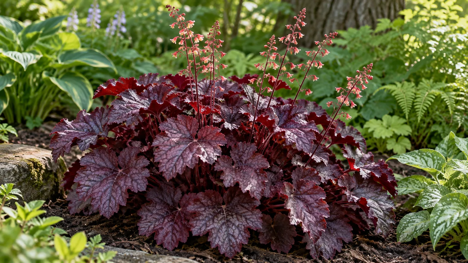 Heuchera foliage mound with delicate flower wands