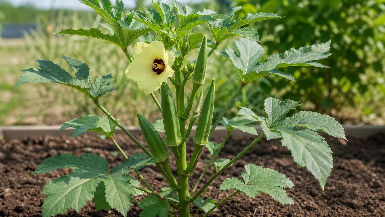 Okra houseplant