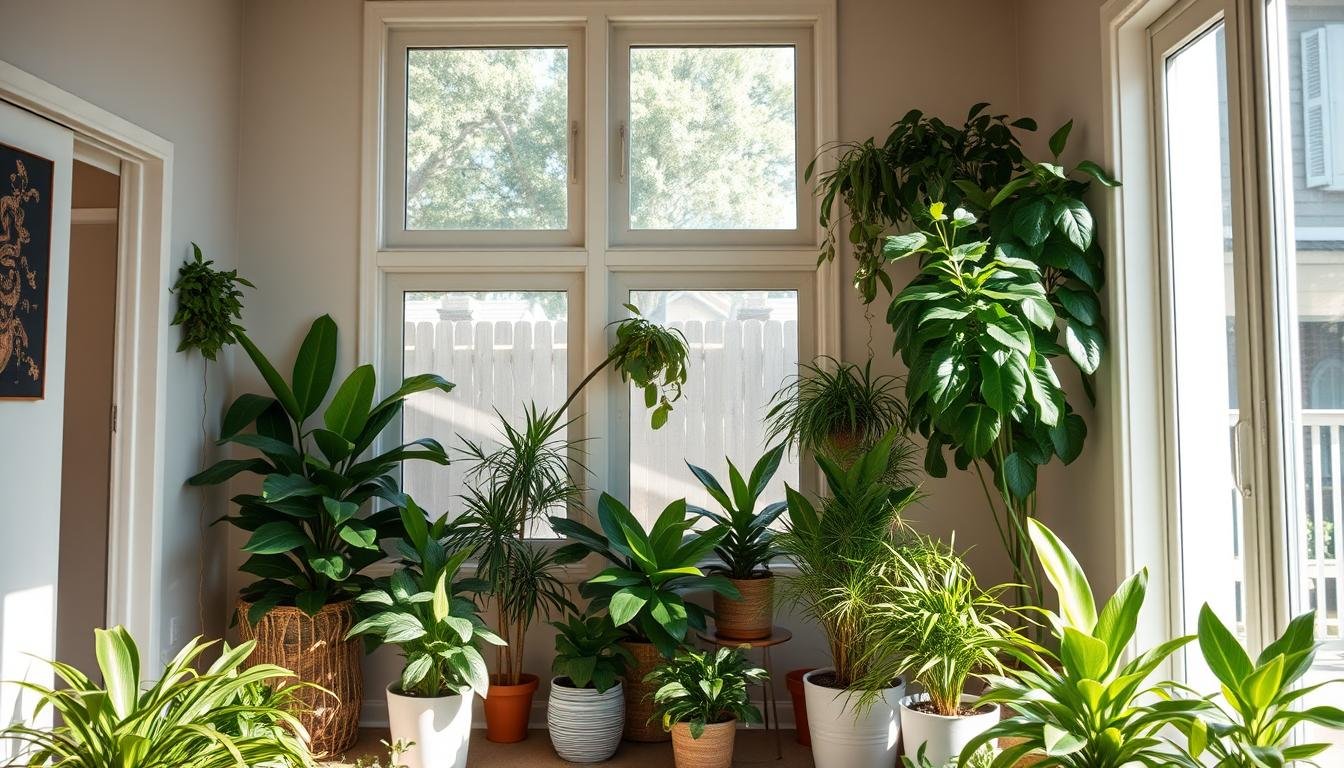 A well-lit home interior with various houseplants arranged in strategic positions. The plants are illuminated by a combination of natural light from large windows and carefully placed artificial lighting fixtures, showcasing their vibrant foliage and healthy growth. The lighting levels range from bright and direct to soft, indirect illumination, creating a harmonious and visually appealing display. The camera angle is slightly elevated, capturing the interplay of natural and artificial light sources and their impact on the houseplants' appearance. The overall atmosphere is warm, inviting, and educational, conveying the importance of proper light exposure for successful indoor plant cultivation. A well-lit home interior with various houseplants arranged in strategic positions. The plants are illuminated by a combination of natural light from large windows and carefully placed artificial lighting fixtures, showcasing their vibrant foliage and healthy growth. The lighting levels range from bright and direct to soft, indirect illumination, creating a harmonious and visually appealing display. The camera angle is slightly elevated, capturing the interplay of natural and artificial light sources and their impact on the houseplants' appearance. The overall atmosphere is warm, inviting, and educational, conveying the importance of proper light exposure for successful indoor plant cultivation.