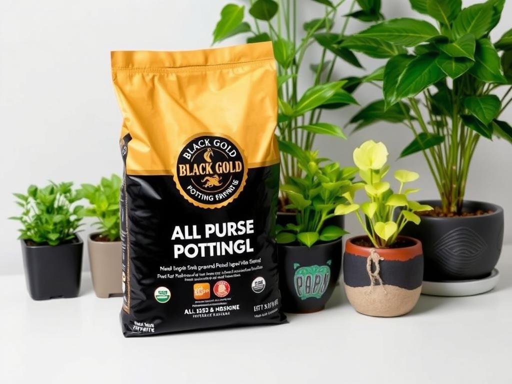 Black Gold All Purpose Potting Soil with indoor plants
