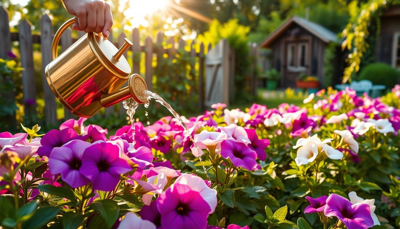 Watering Different Petunias