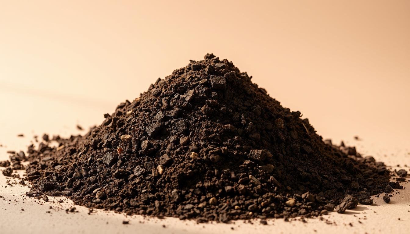 high-resolution, detailed photograph of a pile of natural potting mix, consisting of compost, peat moss, and vermiculite, arranged in an organic, textured mound on a plain, earthy-toned background, with soft, natural lighting from the side creating subtle shadows and highlights, showcasing the rich, dark brown tones and the various organic materials that make up the potting mix, conveying a sense of sustainability and environmental-friendliness. high-resolution, detailed photograph of a pile of natural potting mix, consisting of compost, peat moss, and vermiculite, arranged in an organic, textured mound on a plain, earthy-toned background, with soft, natural lighting from the side creating subtle shadows and highlights, showcasing the rich, dark brown tones and the various organic materials that make up the potting mix, conveying a sense of sustainability and environmental-friendliness.