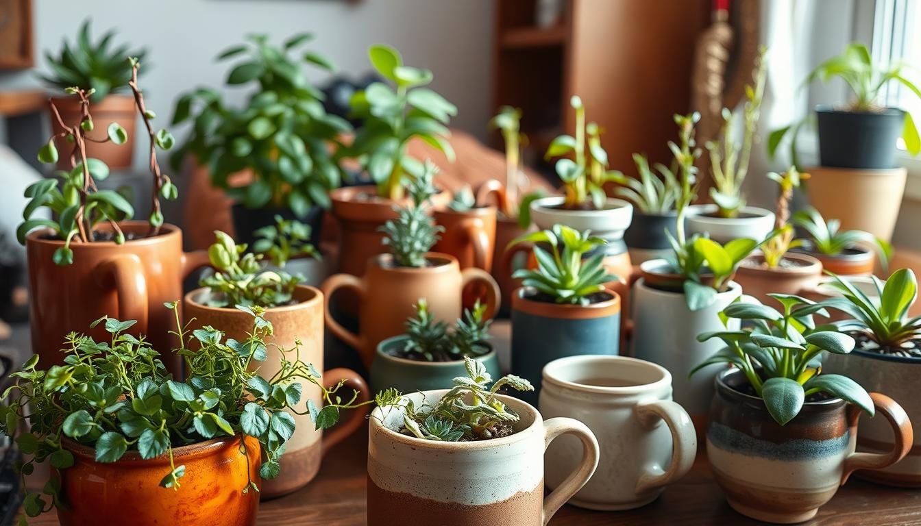 ideal plants for mug planters