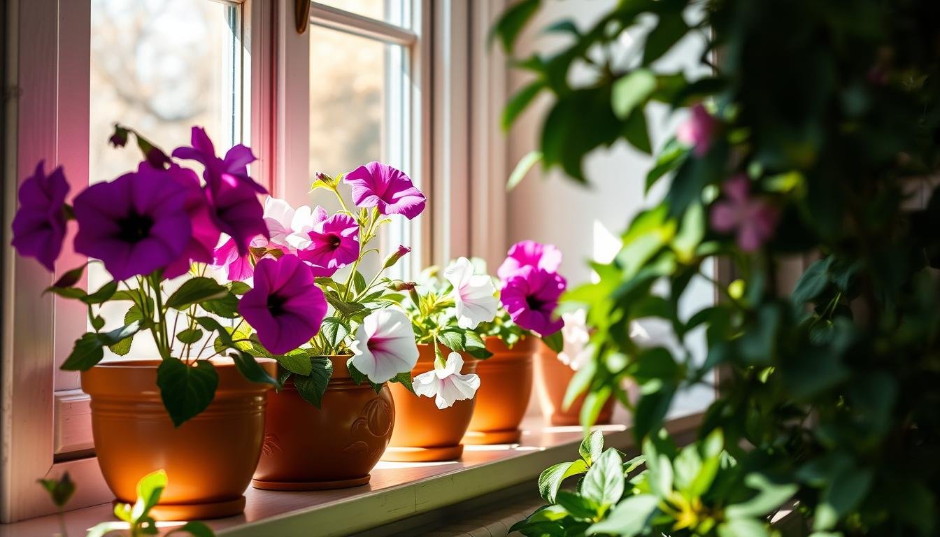 overwintering petunias indoors