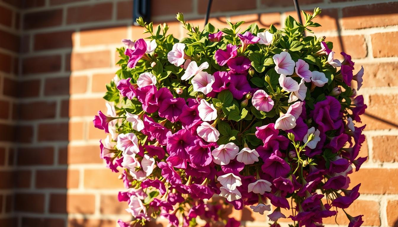 pruning petunia hanging baskets