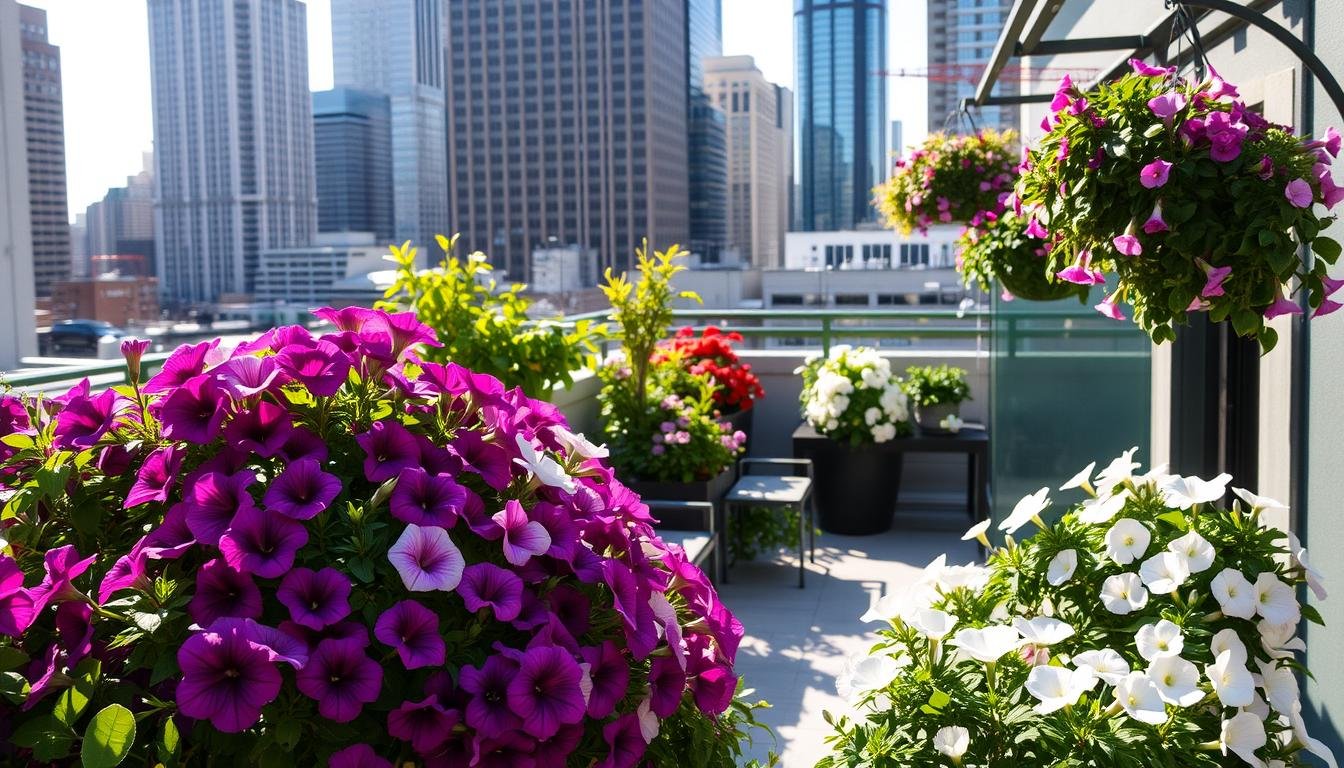 urban gardening with petunias