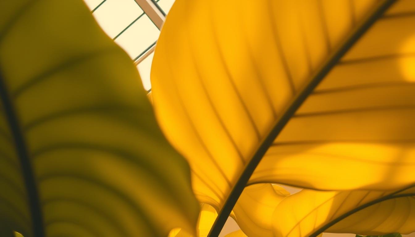 yellow monstera leaves
